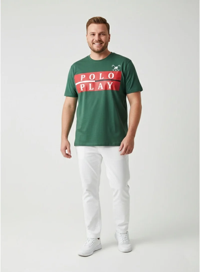لعب البولو تيشيرت رجالي مطبوع - أخضر