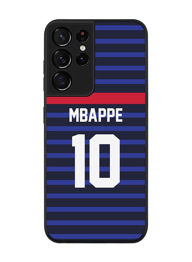 Stylizedd Rugged Black edge case for Samsung Galaxy S21 Ultra 5G Slim fit Soft Case Flexible Rubber Edges Anti Drop TPU Gel Thin Cover - Football Team - France Player Name - Mbappe - Image 1