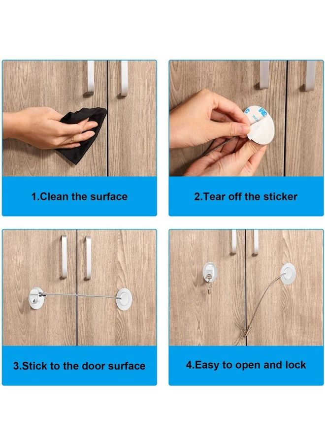 2-Piece Refrigerator Door Lock 4 Keys White - Image 2