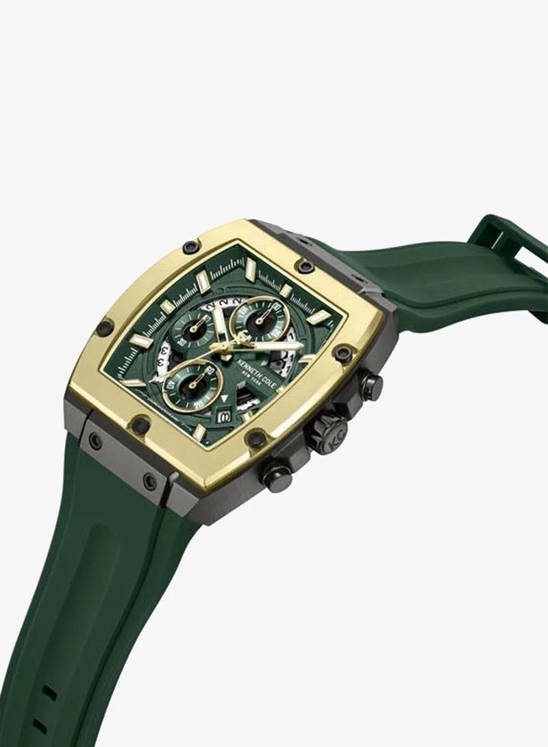 Kenneth Cole New York green FiDi Men's 41.5mm Chronograph Watch with Green Dial & Green Silicone Strap for Men | Best Price UAE