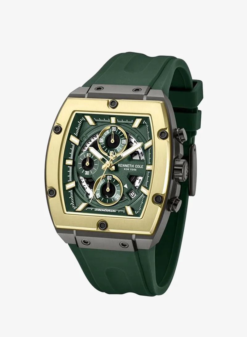 Kenneth Cole New York green FiDi Men's 41.5mm Chronograph Watch with Green Dial & Green Silicone Strap for Men | Best Price UAE