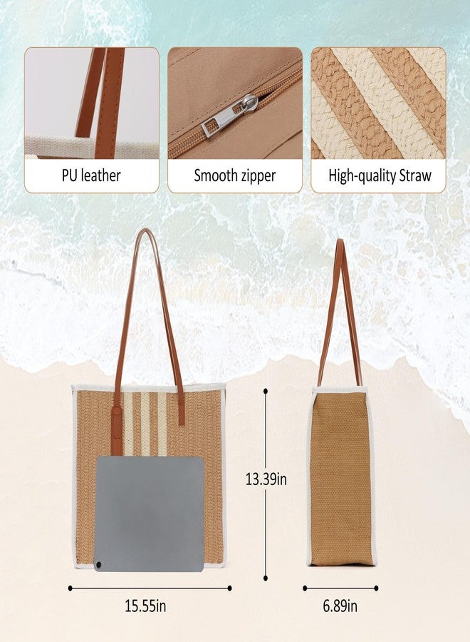 SUKUTU Large Straw Tote Bag for Women Summer Beach Weaving Chic Woven Shoulder Bag for Travel Vacation - Image 5