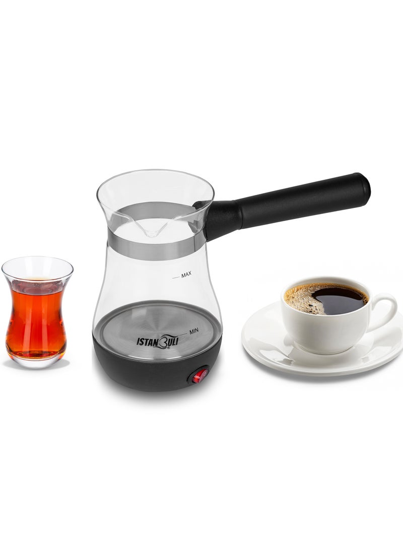 istanbuli istanbuli glass turkish coffee maker with stainless steel base and 800w power  - Image 1