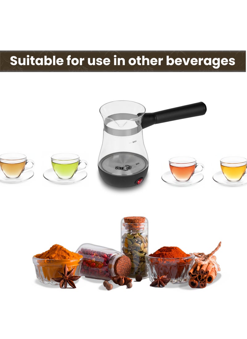 istanbuli istanbuli glass turkish coffee maker with stainless steel base and 800w power  - Image 3
