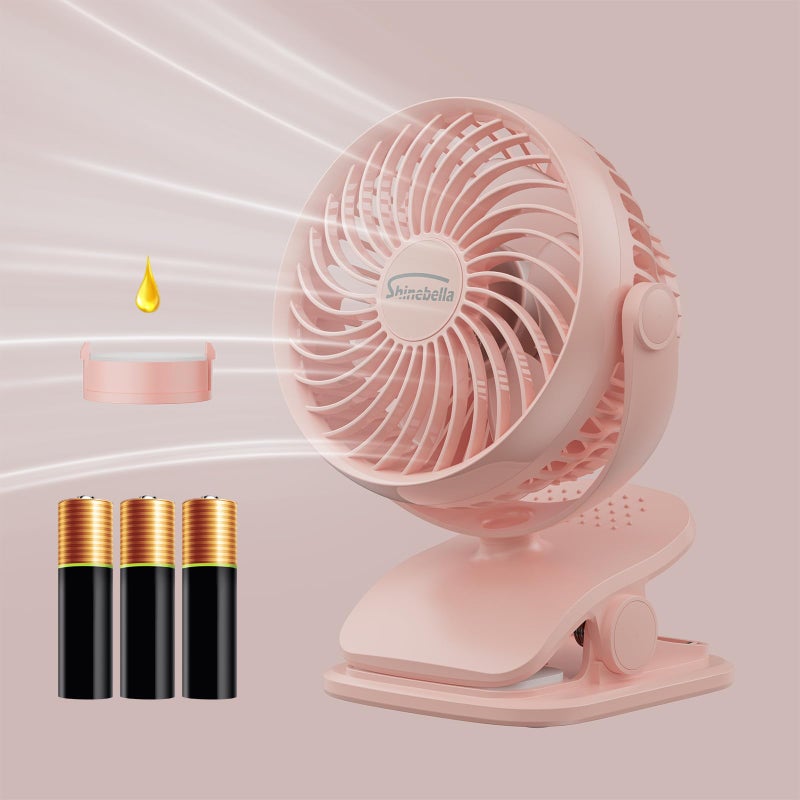مروحة صغيرة تعمل بالبطارية AA مع عطر 4 سرعات 5 بوصة مروحة شخصية لعربة الأطفال تعمل بالطاقة USB هادئة دوران 360 للمنضدة السكنية المخيم عربة الجولف للاستخدام المنزلي المكتبي السرير