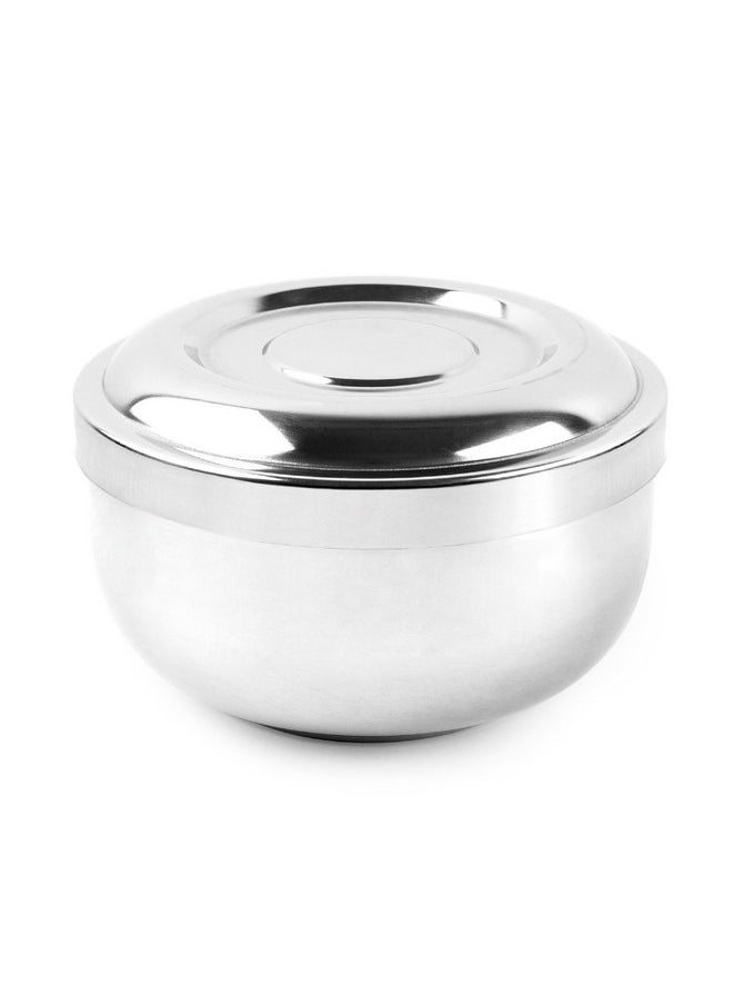 QSHAVE - Stainless Steel Shaving Bowl With Lid 4 Inch Diameter Large Deep Size Chrome Plated Shinning Finish - Image 1