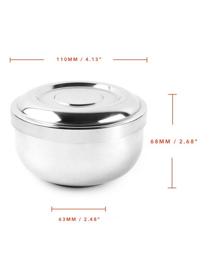 QSHAVE - Stainless Steel Shaving Bowl With Lid 4 Inch Diameter Large Deep Size Chrome Plated Shinning Finish - Image 1