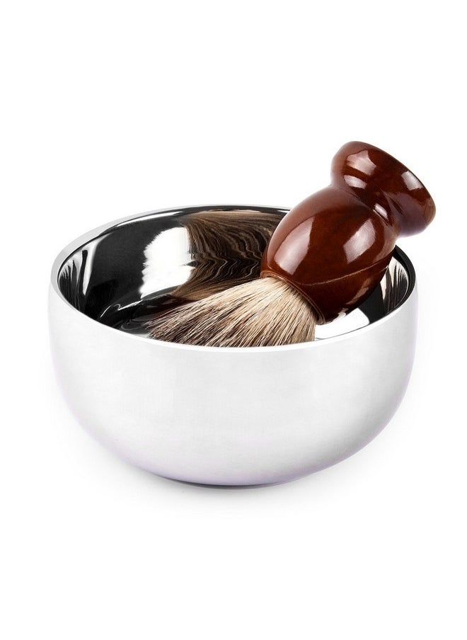 QSHAVE - Stainless Steel Shaving Bowl With Lid 4 Inch Diameter Large Deep Size Chrome Plated Shinning Finish - Image 1