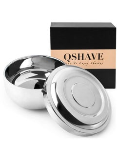Stainless Steel Shaving Bowl With Lid 4 Inch Diameter Large Deep Size Chrome Plated Shinning Finish