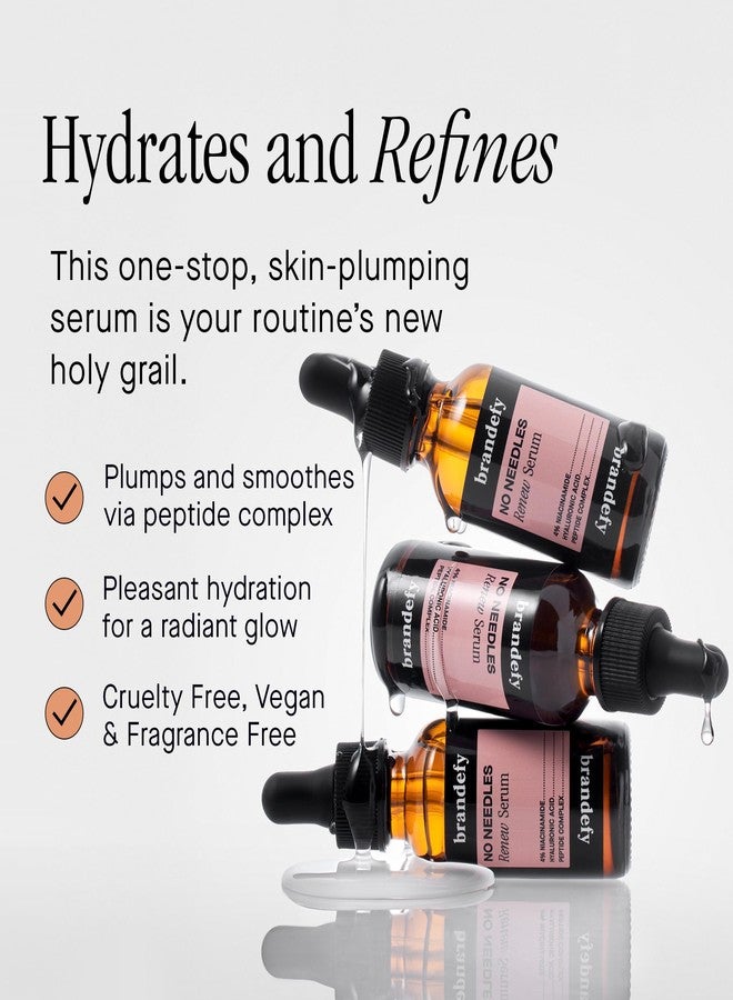 Brandefy No Needles - Niacinamide Serum, Peptides and Hyaluronic Acid. Hydrating & Plumping Serum for Bright, Smooth, Firm & Dewy Skin, 1oz, Made In The US - Image 3