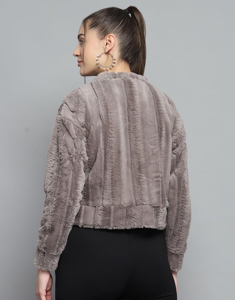 ROCKIT Rock.IT Womens Solid Grey Round Neck Full Sleeve Sweatshirt - 2240102612-2-42 - Image 4