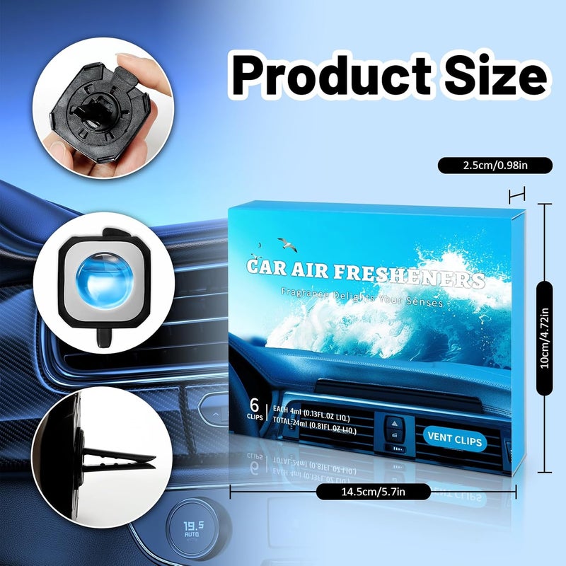 DERDUFT 6 Packs Car Air Fresheners Vent Clip - Ocean Wind & New Car Scent - Image 4