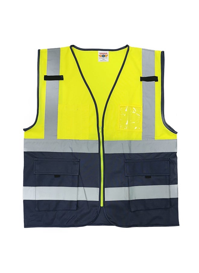 TAHA High-Visibility Safety Jacket | 2-Color Safety Vest for Industrial Use, Cycling & Biking & General use |  Yellow & Navy Blue | Size-2XL  - Image 1