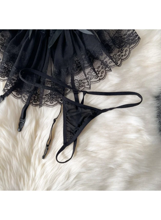 Caprisious Elegant Lace Corset with Adjustable Straps and Matching Bottoms