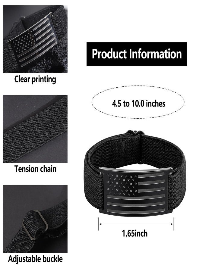 LDOWWGL Easter Basket Stuffers - Patriotic American Flag Bracelet for Men - Military Adjustable Black Elastic Strap with Bible Verse - Veteran Gifts, Birthday Gift for Boys, Joshua - Image 5