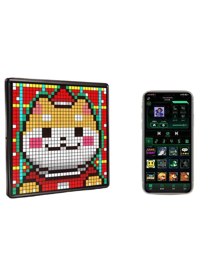 شو وو لوحة مصفوفة LED RGB مقاس 32 × 32 بوصة مزودة بمنفذ USB مع حامل مكتب، شاشة عرض فنية قابلة للبرمجة مع تحكم عبر التطبيق لتزيين المكتب/غرفة الحائط، إطارات صور فنية جدارية LED للكتابة على الجدران والنصوص والرسوم المتحركة والساعة - Image 1