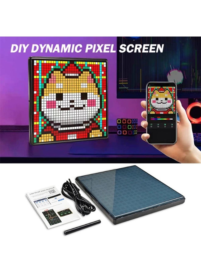 شو وو لوحة مصفوفة LED RGB مقاس 32 × 32 بوصة مزودة بمنفذ USB مع حامل مكتب، شاشة عرض فنية قابلة للبرمجة مع تحكم عبر التطبيق لتزيين المكتب/غرفة الحائط، إطارات صور فنية جدارية LED للكتابة على الجدران والنصوص والرسوم المتحركة والساعة - Image 5