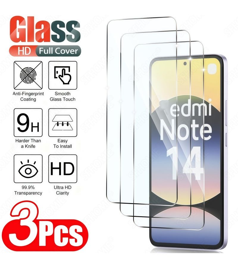 3pcs HD Clear Tempered Glass Screen Protector For Redmi Note 14 5G 9H Hardness Bubble Free Case Friendly Anti Scratch - Image 1