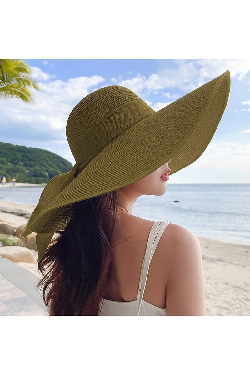 قبعة للصيف و الشاطئ مصنوعة  من القش ذات حافة واسعة  قابلة للطي  للشاطئ والترفيه والسفر - Image 2