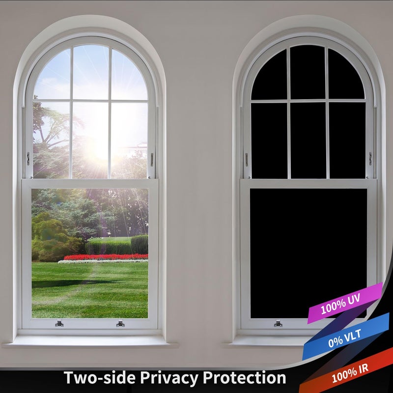 NIDOJP Blackout Window Film with Tool Kits Privacy Window Film Total Blackout Cover, 100% Light Blocking Window Tint Static Cling Sun Blocking Heat Control, Anti UV Scratch Resistant for Home Office - Image 5