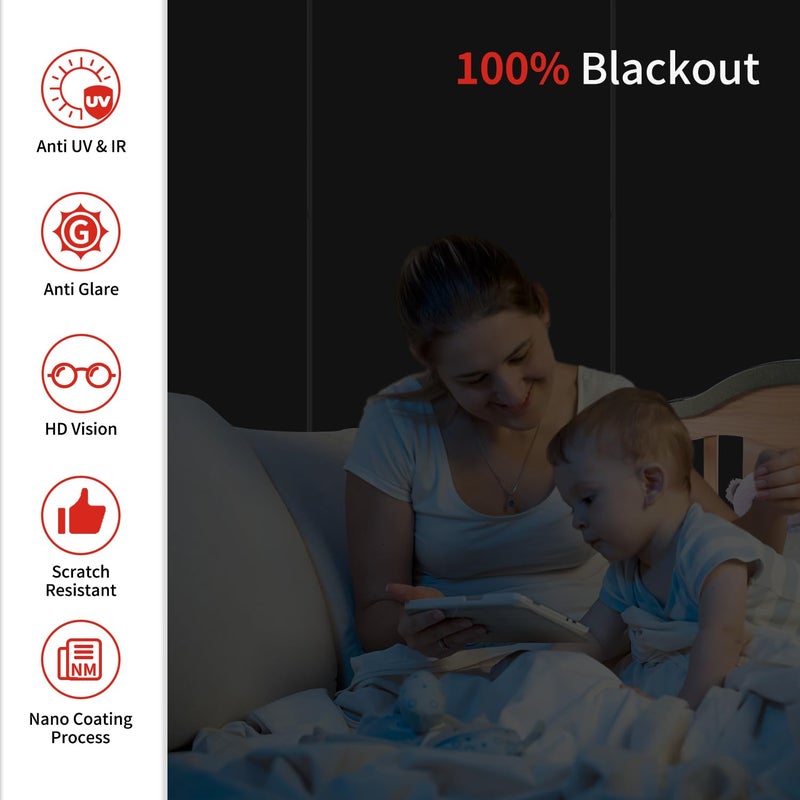 NIDOJP Blackout Window Film with Tool Kits Privacy Window Film Total Blackout Cover, 100% Light Blocking Window Tint Static Cling Sun Blocking Heat Control, Anti UV Scratch Resistant for Home Office - Image 2