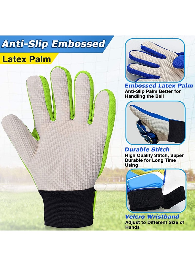 SYOSI Goalkeeper Soccer Gloves for Kids & Youth, Embossed Anti-Slip Latex Palm, Soft PU Hand Back, Adjustable Velcro Wrist Strap, Breathable Mesh for Comfort & Durability, Green (Boys & Girls) - Image 3