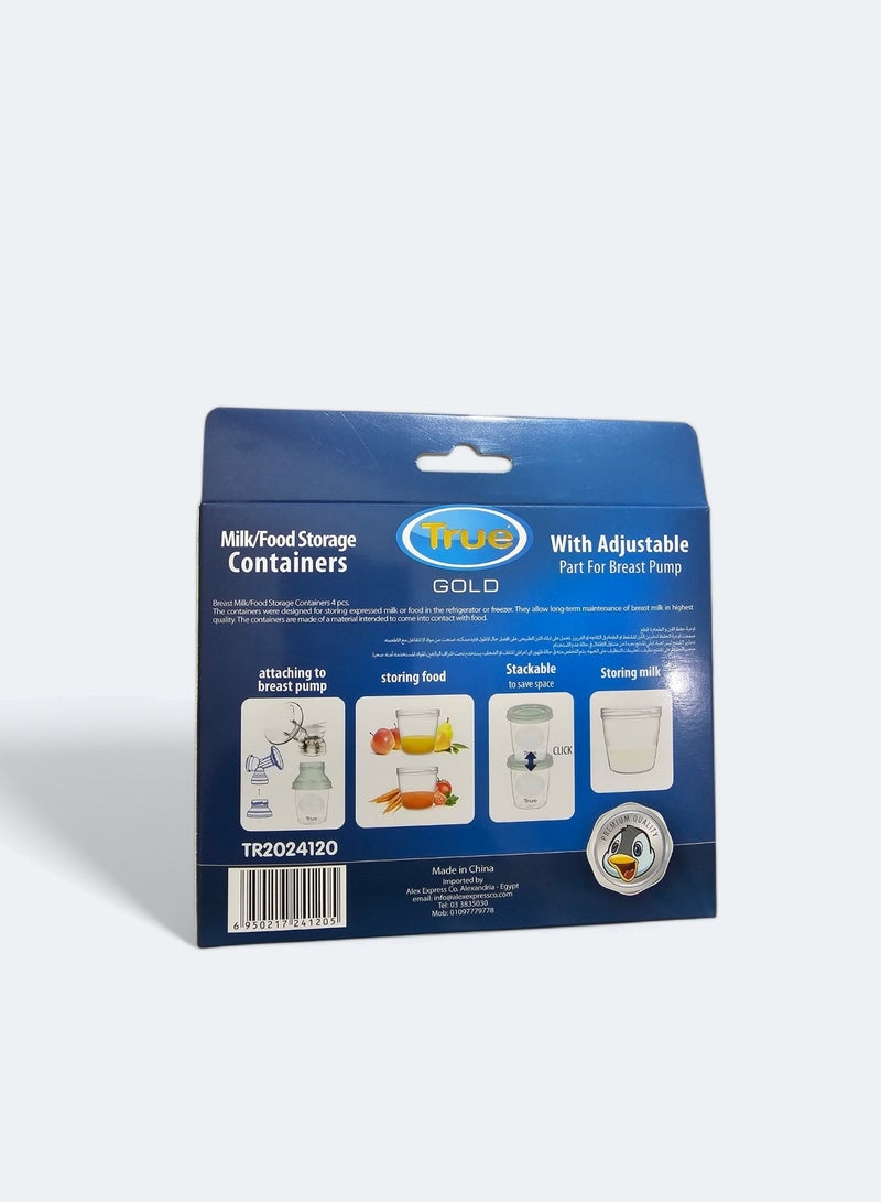 ترو علب حفظ الحليب والطعام من ترو جولد | ٤ عبوات × ١٨٠ مل | خالية من BPA | آمنة ومحكمة الإغلاق | مناسبة لحفظ حليب وطعام الطفل | من عمر حديث الولادة - Image 2
