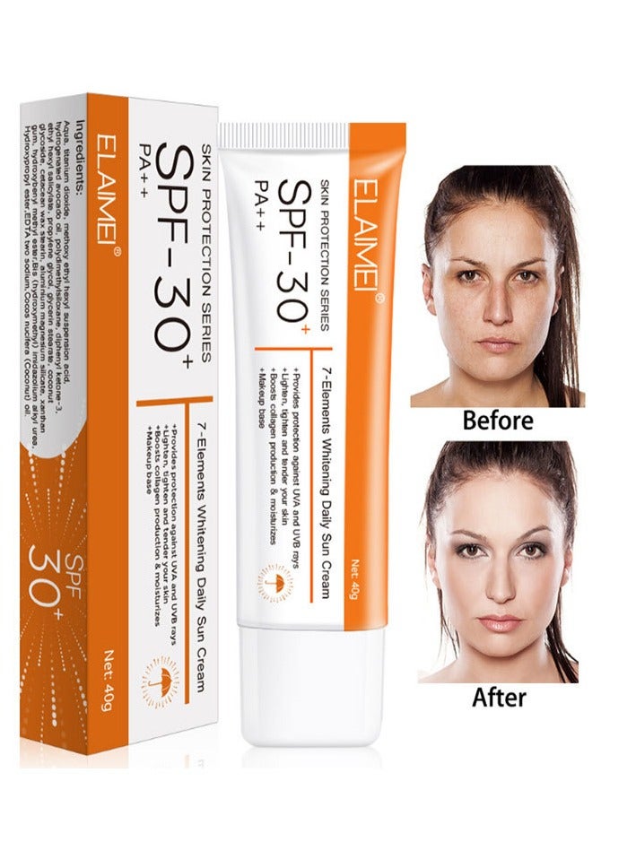 ELAIMEI sunscreen suncream moisturizing, isolating, brightening and smearing cream SPF30 (40g) - Image 1