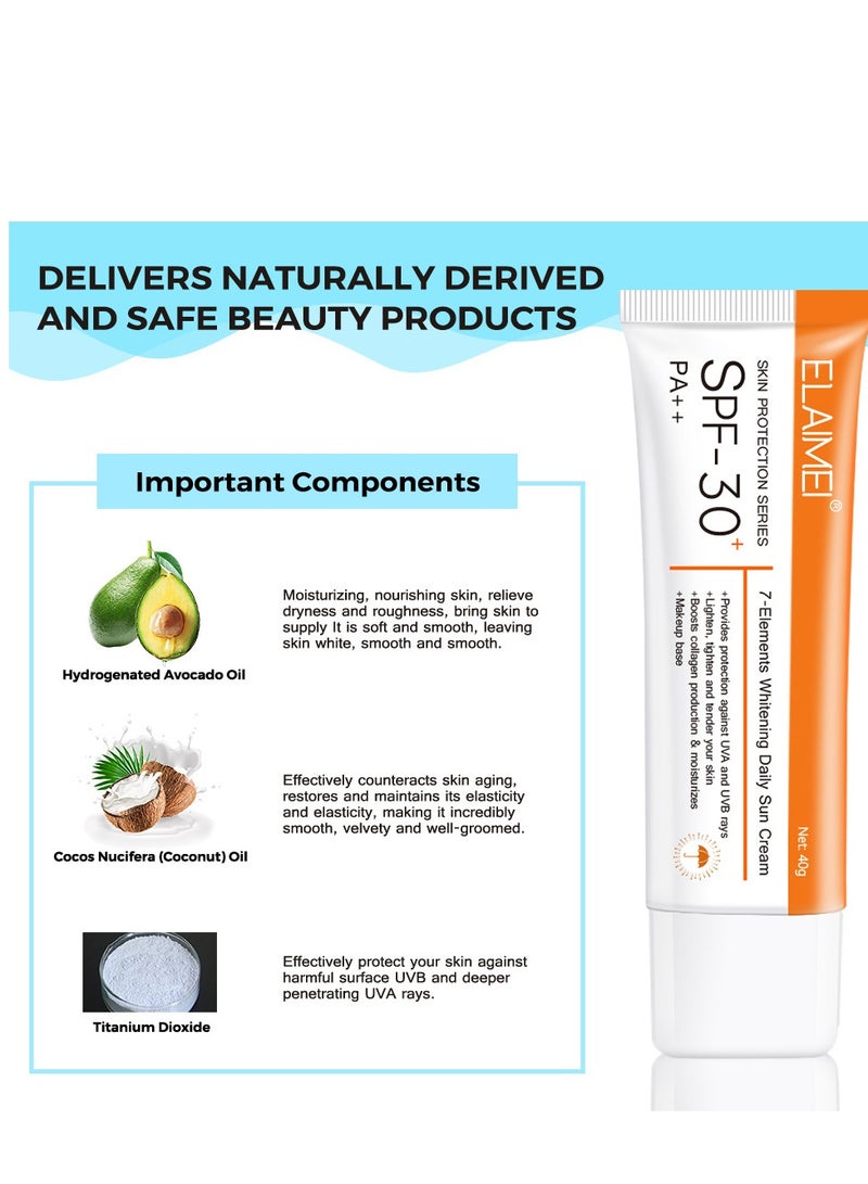 ELAIMEI sunscreen suncream moisturizing, isolating, brightening and smearing cream SPF30 (40g) - Image 3