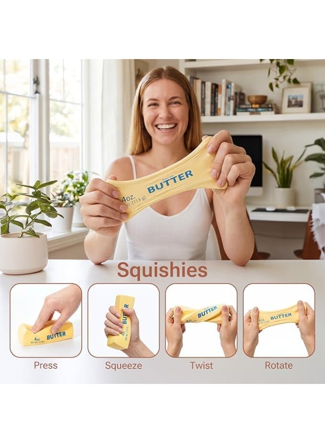 Butter Squishy Slow Rising Stress Relief Toy, 4oz Realistic Salted Butter Squeeze Toy, Soft PU Foam Decompression Fidget Toy for Kids & Adults, Novelty Gag Gift & Desk Companion - Image 3