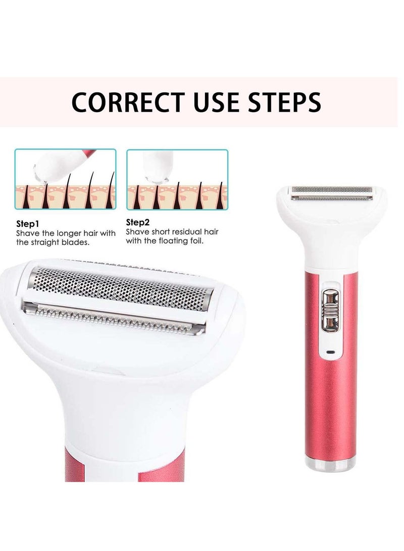 5 في 1 جهاز إزالة الشعر الكهربائي وآلة إزالة الشعر غير المؤلمة للنساء، إزالة شعر الوجه للنساء، ماكينة حلاقة الجسم متعددة الوظائف قابلة لإعادة الشحن، مقاومة للماء للاستخدام الرطب والجاف، رؤوس شفرات قابلة للاستبدال - Image 3