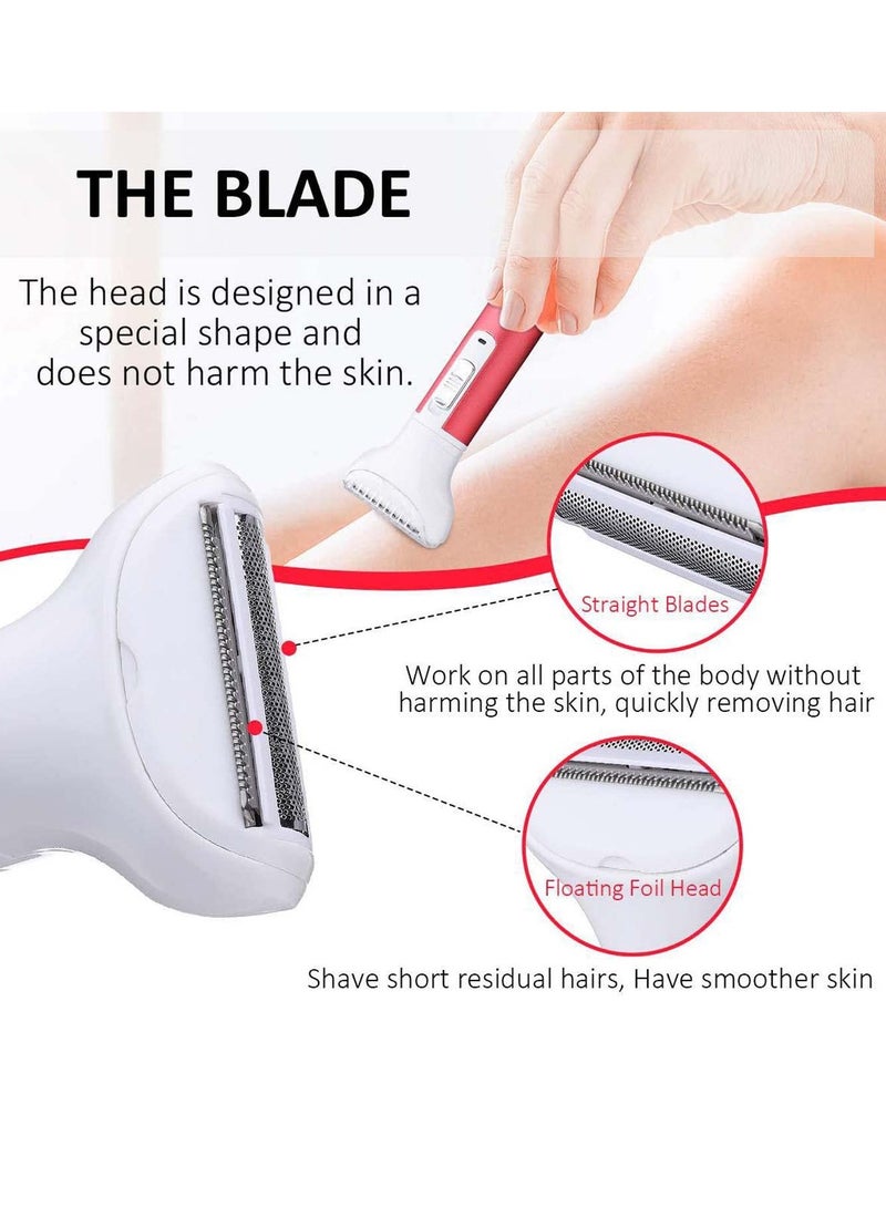 5 في 1 جهاز إزالة الشعر الكهربائي وآلة إزالة الشعر غير المؤلمة للنساء، إزالة شعر الوجه للنساء، ماكينة حلاقة الجسم متعددة الوظائف قابلة لإعادة الشحن، مقاومة للماء للاستخدام الرطب والجاف، رؤوس شفرات قابلة للاستبدال - Image 4