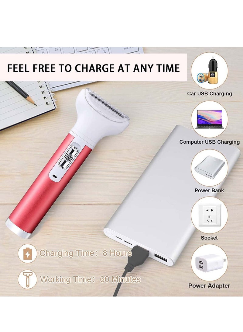 5 في 1 جهاز إزالة الشعر الكهربائي وآلة إزالة الشعر غير المؤلمة للنساء، إزالة شعر الوجه للنساء، ماكينة حلاقة الجسم متعددة الوظائف قابلة لإعادة الشحن، مقاومة للماء للاستخدام الرطب والجاف، رؤوس شفرات قابلة للاستبدال - Image 5