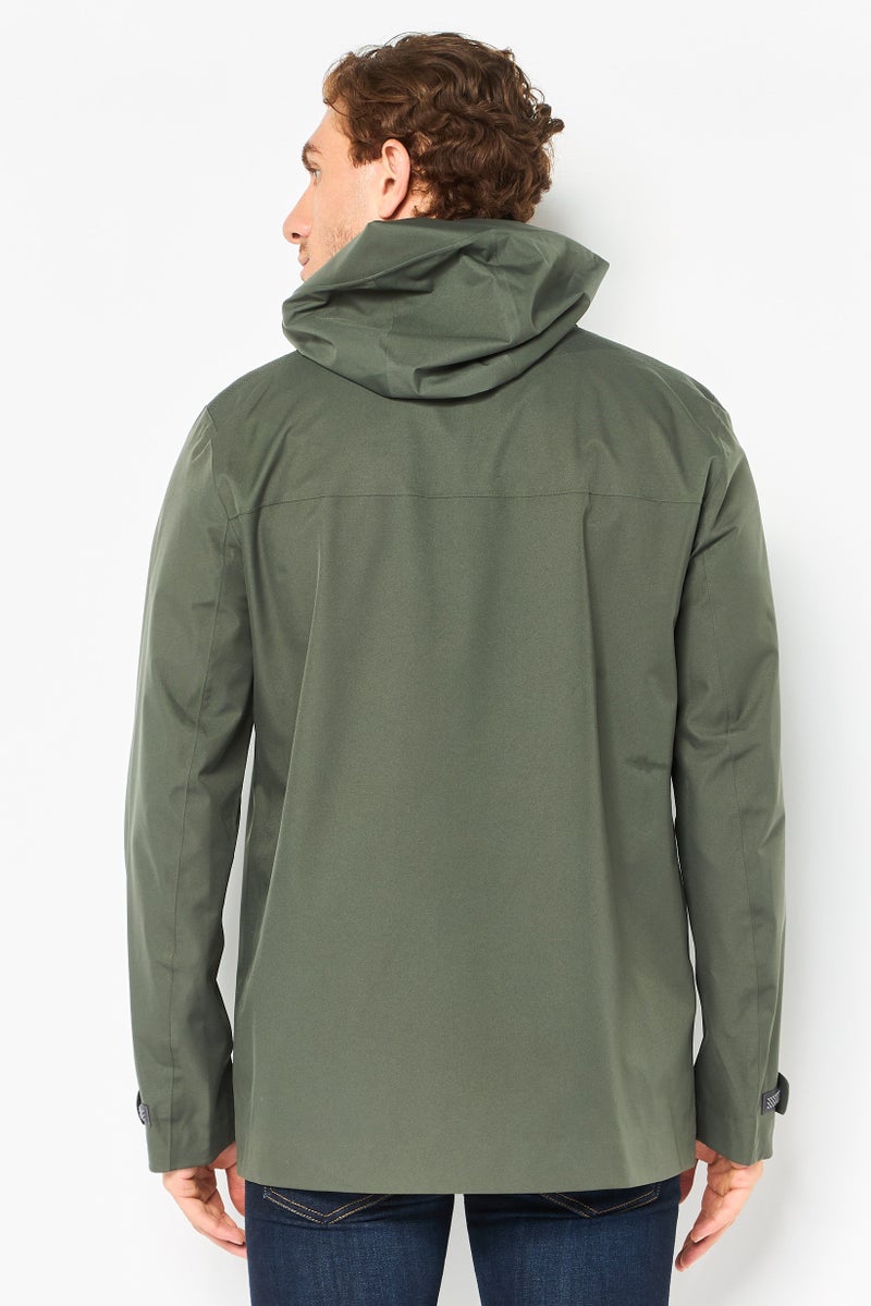 GEOX Men Solid Hooded Windbreaker Jacket, Olive - Image 3