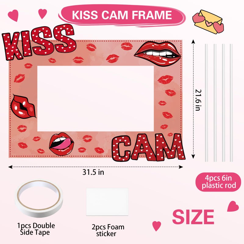 RattanView Large Galentinhes Poto Booth Props, 31.5 X21.6in Size Kiss Cam Frame Cardboard Cutout Valentines Photo Booth Photography for Galentines Day Party Wedding Birthday Decorations(Lip Print) - Image 2