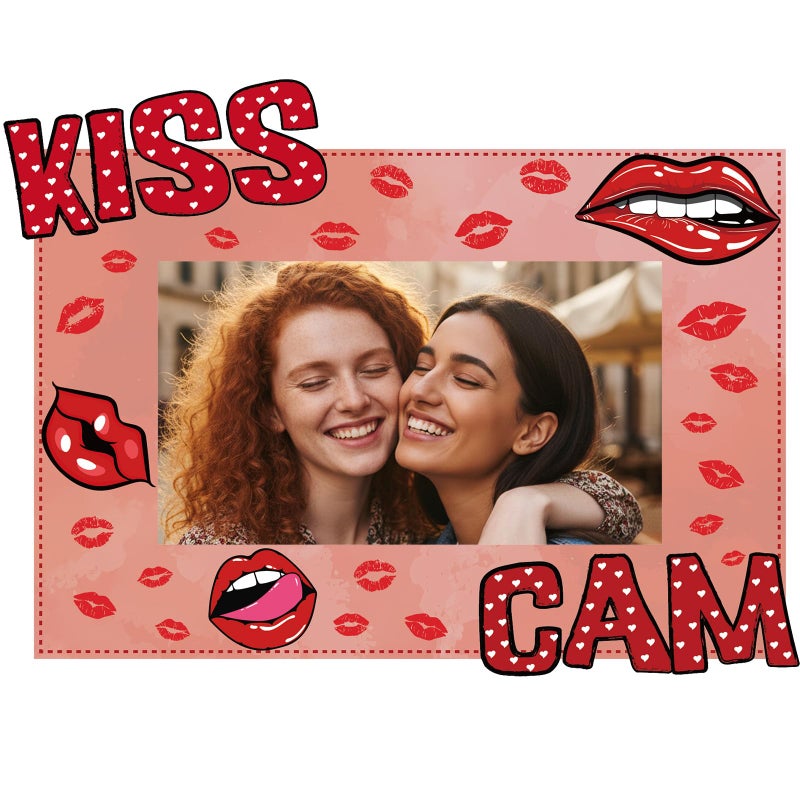 RattanView Large Galentinhes Poto Booth Props, 31.5 X21.6in Size Kiss Cam Frame Cardboard Cutout Valentines Photo Booth Photography for Galentines Day Party Wedding Birthday Decorations(Lip Print) - Image 4