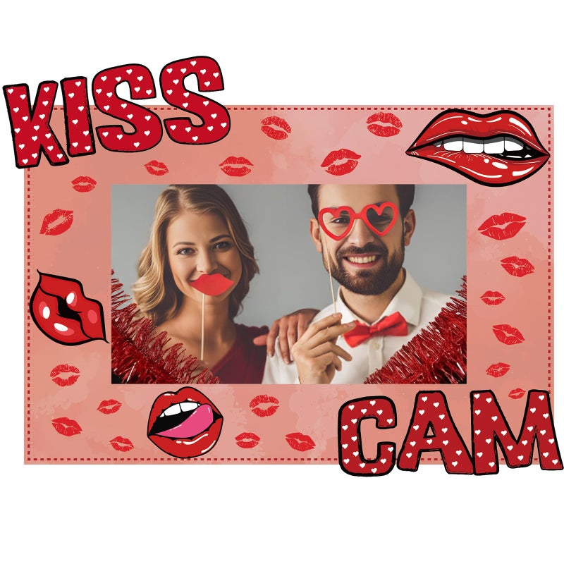 RattanView Large Galentinhes Poto Booth Props, 31.5 X21.6in Size Kiss Cam Frame Cardboard Cutout Valentines Photo Booth Photography for Galentines Day Party Wedding Birthday Decorations(Lip Print) - Image 3