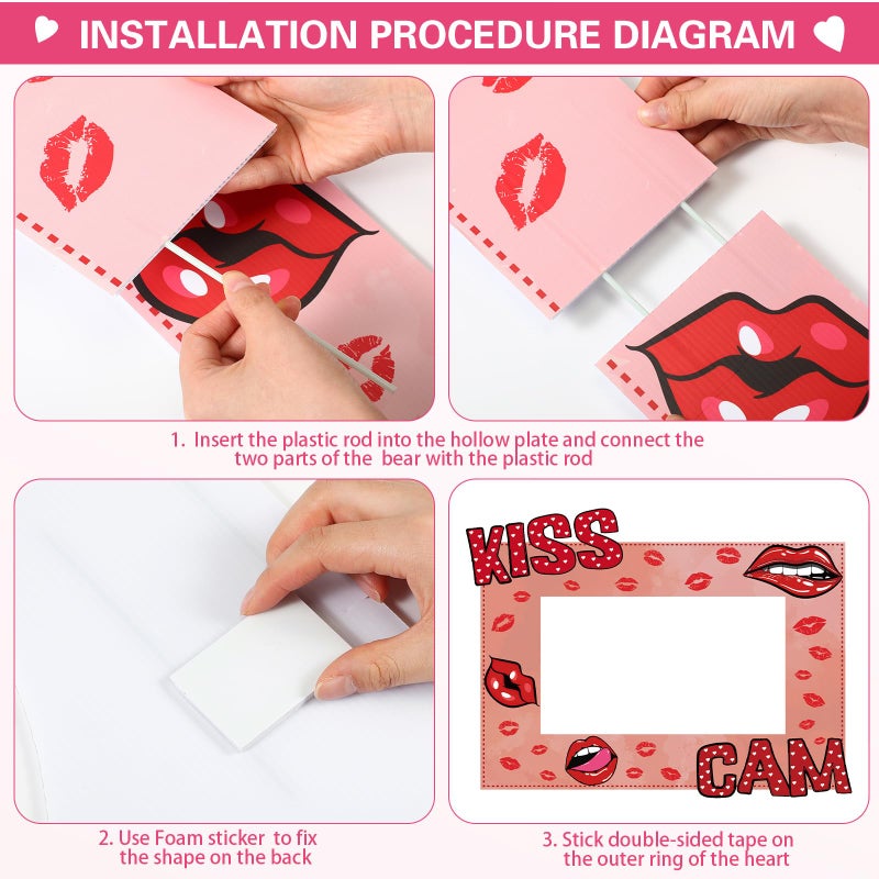 RattanView Large Galentinhes Poto Booth Props, 31.5 X21.6in Size Kiss Cam Frame Cardboard Cutout Valentines Photo Booth Photography for Galentines Day Party Wedding Birthday Decorations(Lip Print) - Image 5