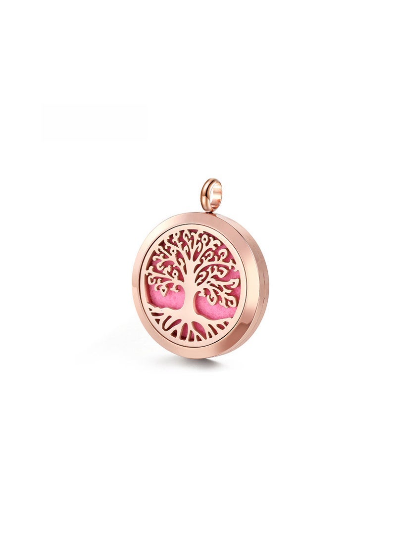 Generic Life Tree Pendant Aromatherapy Locket Necklace 20mm rose gold 