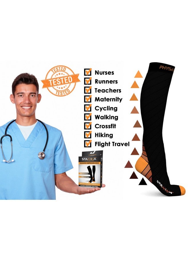 Physix Gear Sport Gear Compression Socks For Men & Women 20-30 Mmhg Graduated Athletic For Running Nurses Shin Splints Flight Travel & Maternity Pregnancy - Boost Stamina Circulation & Recovery Org Lxl (1 Pair) - Image 5