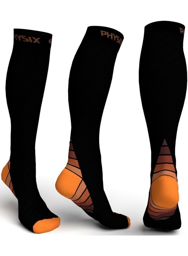 Physix Gear Sport Gear Compression Socks For Men & Women 20-30 Mmhg Graduated Athletic For Running Nurses Shin Splints Flight Travel & Maternity Pregnancy - Boost Stamina Circulation & Recovery Org Lxl (1 Pair) - Image 1