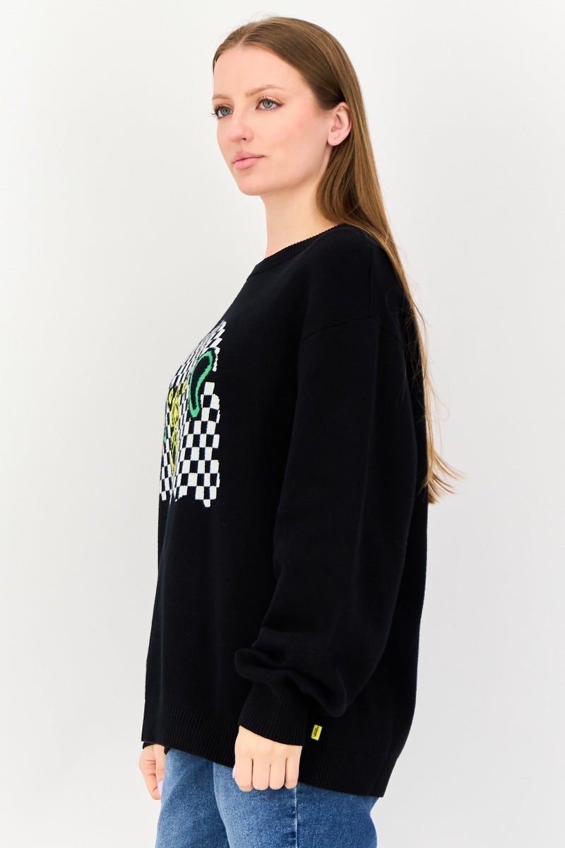 VANS Tierra Whack x Vans Women  Crew Neck Long Sleeve Brand Logo Sweater, Black - Image 2