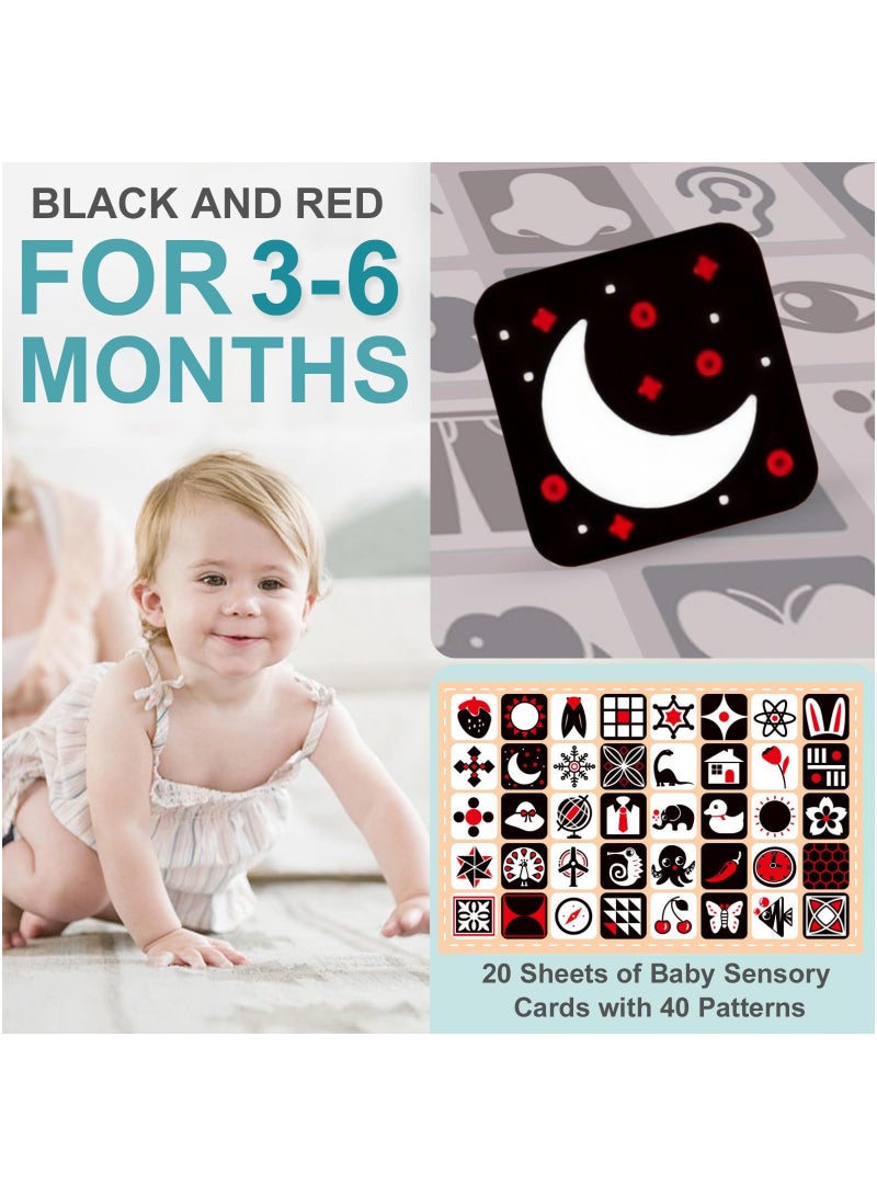 Eilimi 2 Sets High Contrast Baby Cards,40 Pcs 80 Page Black White Colorful Baby Flashcards Newborn Toys for Infants Visual Stimulation Brain Sensory Development(0-6 Months) - Image 3