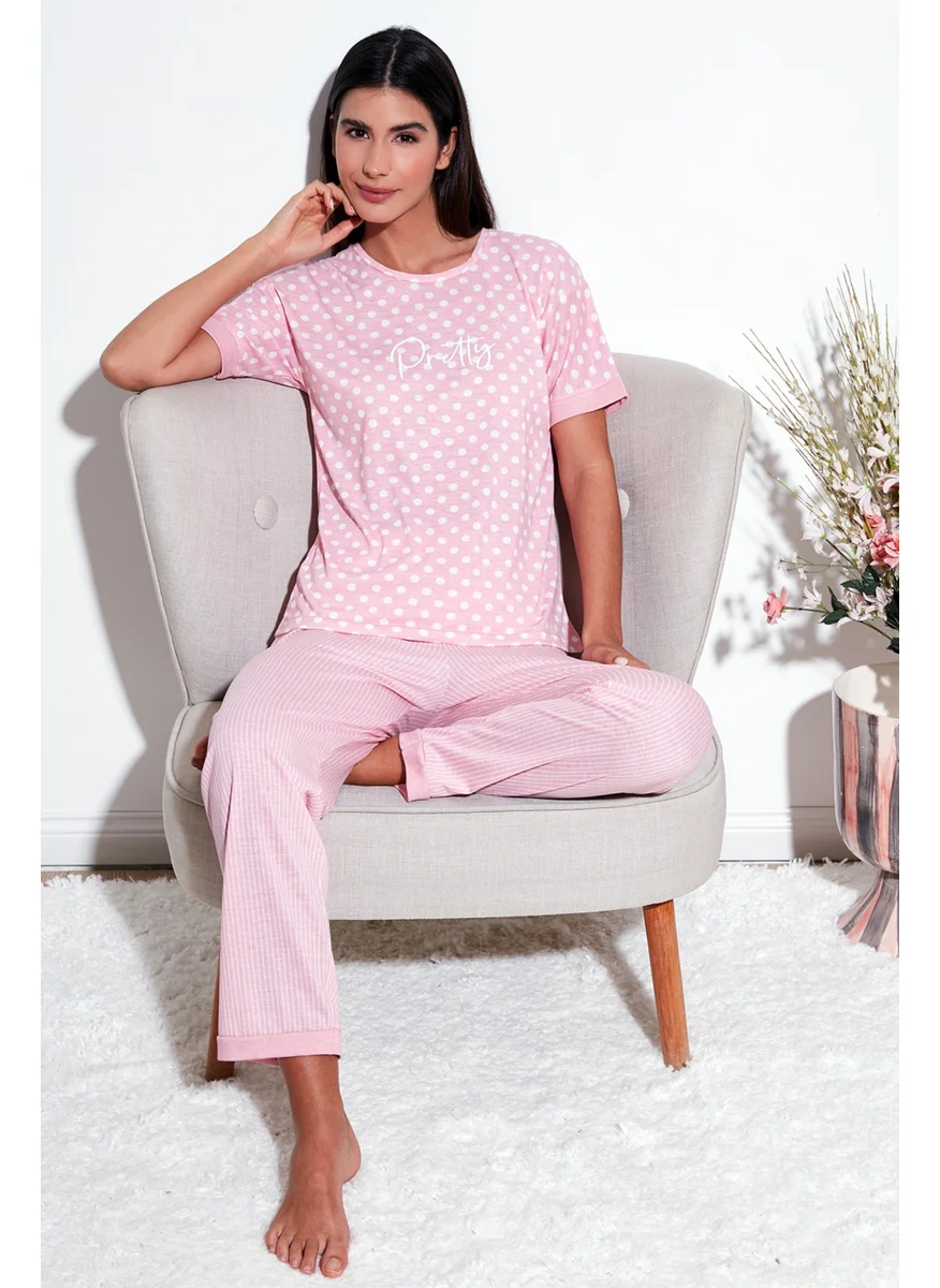 Lela Regular Fit Crew Neck Short Sleeve Pajama Set Women's Pajama Set 65790130