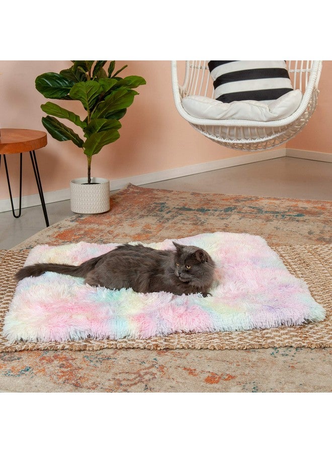 سرير قطط Furhaven ذاتي التدفئة للقطط الداخلية، 4 أسرّة في واحد وقابل للغسل - سرير طويل فاخر من الفرو الصناعي قابل للتحويل - قوس قزح، كبير - Image 4