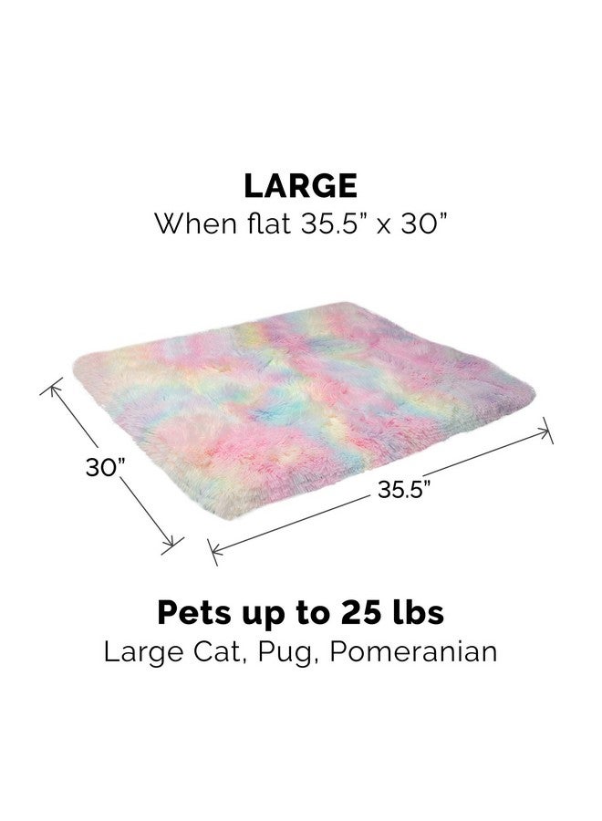 سرير قطط Furhaven ذاتي التدفئة للقطط الداخلية، 4 أسرّة في واحد وقابل للغسل - سرير طويل فاخر من الفرو الصناعي قابل للتحويل - قوس قزح، كبير - Image 3