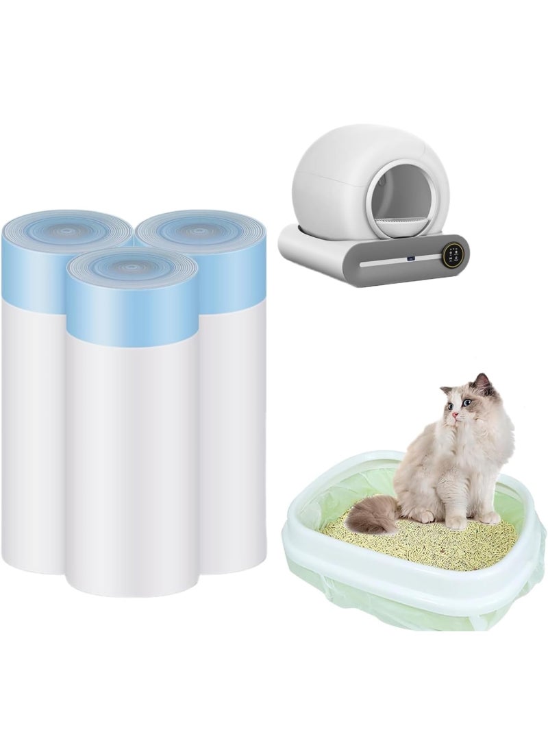 Coodipet Mumoo Bear Cat Litter Bags, 45 pieces Litter Box Liners for Automatic Cat Litter Box Self Cleaning, 3 Rolls 18 x 20 inches Robot Drawstring Bags, White - Image 1