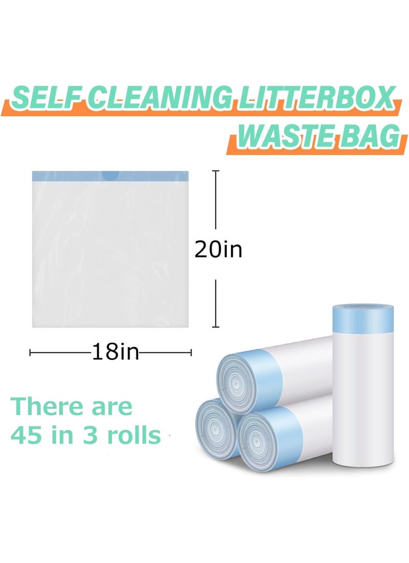 Coodipet Mumoo Bear Cat Litter Bags, 45 pieces Litter Box Liners for Automatic Cat Litter Box Self Cleaning, 3 Rolls 18 x 20 inches Robot Drawstring Bags, White - Image 5