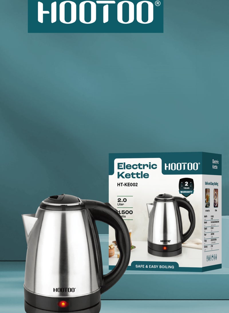 هوتو غلاية كهربائية HT-KE002  لل ماء والشاي والقهوة بسعة 2 لتر, بنظام اغلاق (انطفاء) تلقائي, ومؤشر ضوء. مصنوعة بتصميم من الستانل ستيل القوي لضمان العمر الطويل .باللون الفضي من هوتو - Image 5