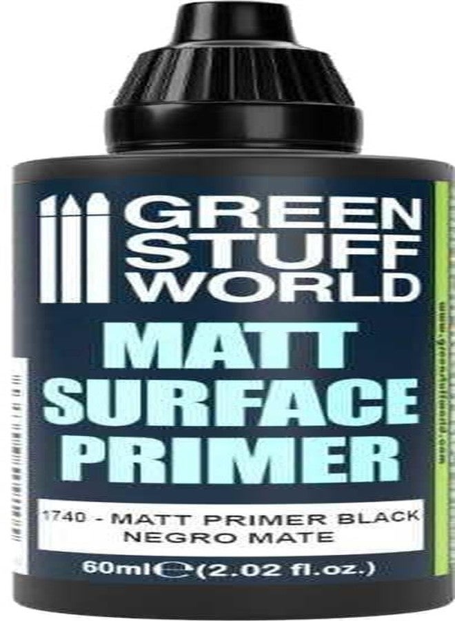 Green Stuff World برايمر سطح مطفي من جرين ستاف وورلد للنماذج والمنمنمات، 60 مل - أسود 1740 - Image 1